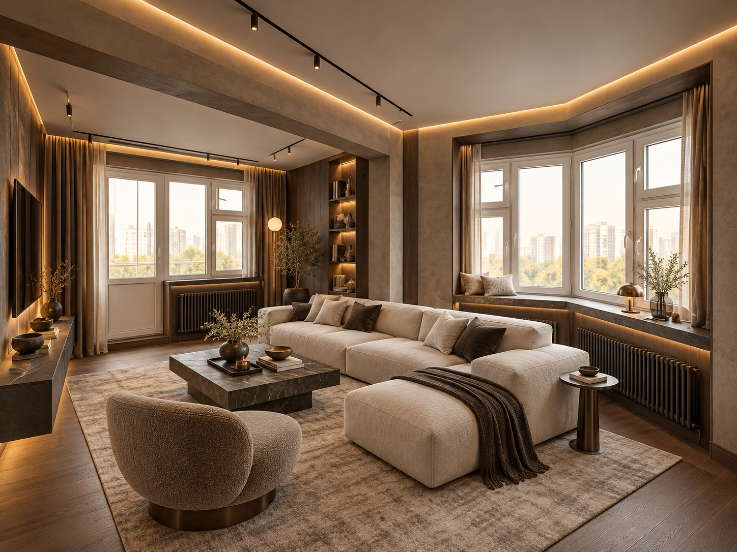 Raw Shell To Warm Living Room after